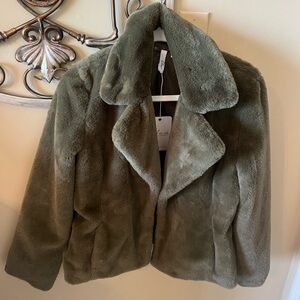 Olive Faux Fur Jacket NWT